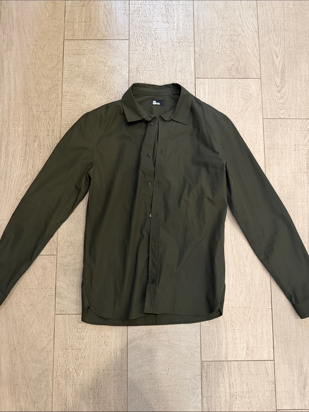 The Kooples Olive Button-Up Shirt - Dark Green Long Sleeve